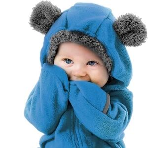 Fleece Baby Bunting Bodysuit – One Piece Kids Hooded Romper Outerwear